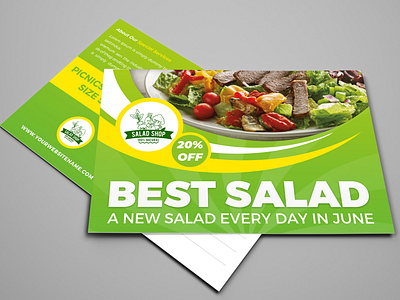 Salad Restaurant Postcard Template