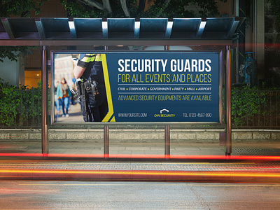 Security Guard Billboard Template bodyguard burglary car cars emergency fire first aid free services gas gold guard healthcare help importance insurance money police policy professional reliability