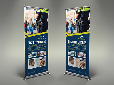 Security Guard Signage Roll Up Banner Template bodyguard burglary car cars emergency fire first aid free services gas gold guard healthcare help importance insurance money police policy professional reliability