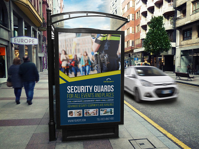 Security Guard Poster Template bodyguard burglary car cars emergency fire first aid free services gas gold guard healthcare help importance insurance money police policy professional reliability