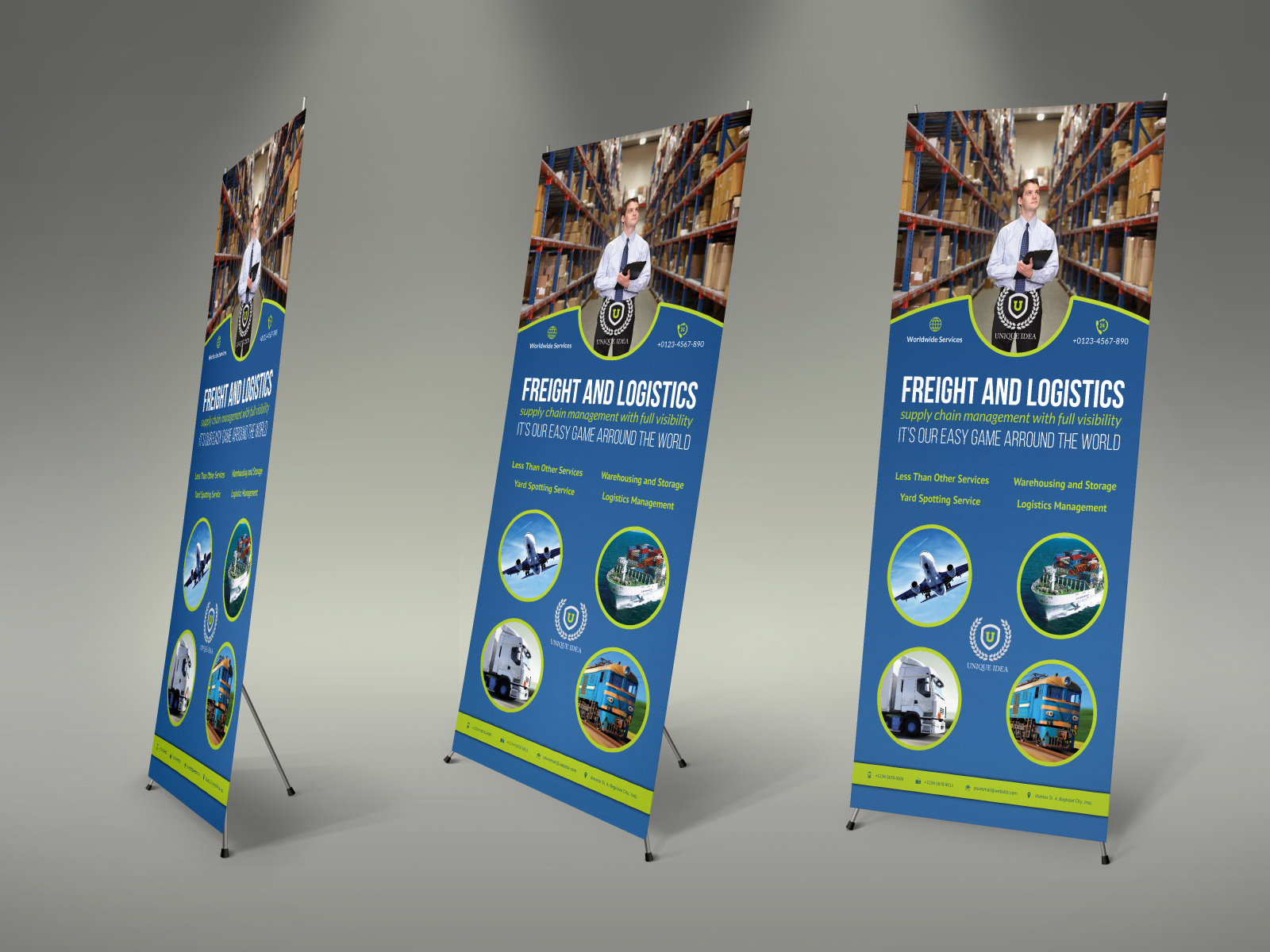 Freight An Logistic Services Signage Roll Up Banner Template By