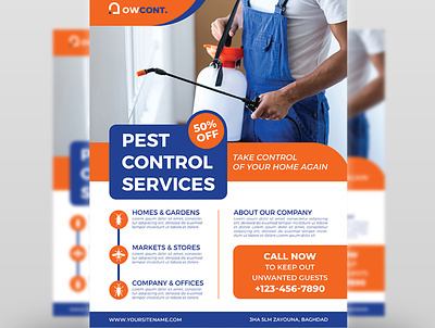 Pest Control Services Flyer Template advert commercial contractor ecologist exterminator fix it handy man hardware home and body home fixers home improvement specialist house tent household pests infestation inspector magazine multipurpose pest control plumber rats