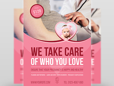 Pregnancy Flyer Template baby birth care child clinic doctor expecting family flyer health healthcare hospital leaflet love maternity medical medical center medicine mothers day newborn