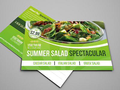 Salad Restaurant Postcard Template