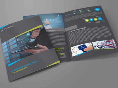 Company Profile Bi Fold Brochure Template annual report brand branding brochure design business clean company company brochure company profile corporate creative design elegant identity indesign infographics informational magazine minimalist modern