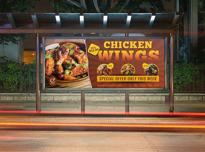 Restaurant Billboard Template ad bar broasted chicken buffalo burger chicken chicken restaurant coffee design dessert drink fast food free use fried fries leaflet meal menu menu design