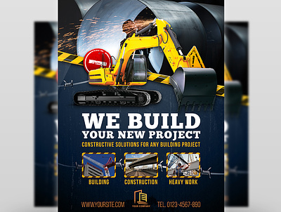 Construction Flyer Template architecture attractive building construction craftsman cranes dose engineering export flyer import industrial leaflet lift logistics print print ready professional project rail