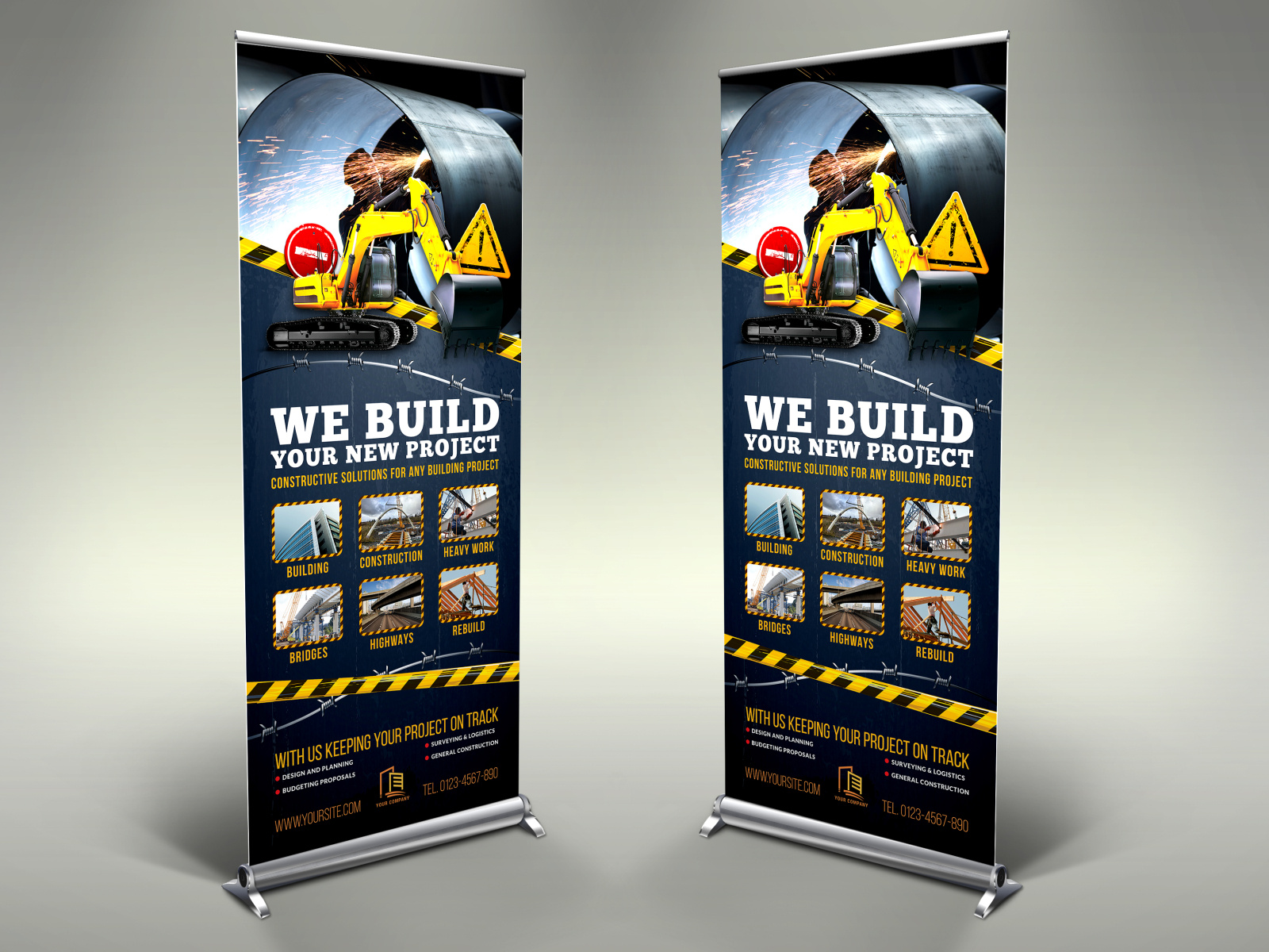 Construction Business Signage Rollup Banner Template By Owpictures