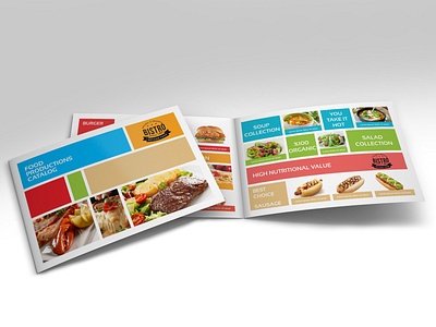 Food Products Catalog Bi Fold Brochure Template