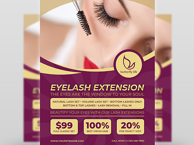 Eyelash Extension Flyer Template beauty beauty care flyer beauty center beauty clinic flyer beauty flyer beauty salon care clinic cosmetic creambath eye eyelash facial flyer hair health make up makeup poster vision