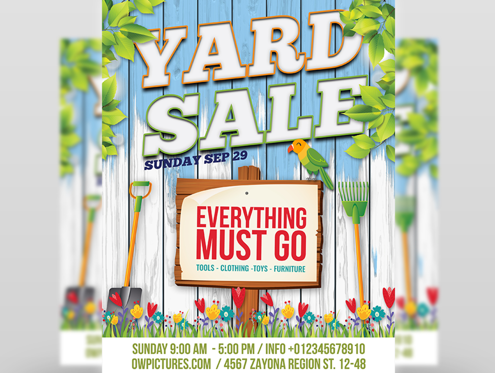 Yard Sale Garage Sales Flyer Template by OWPictures on Dribbble