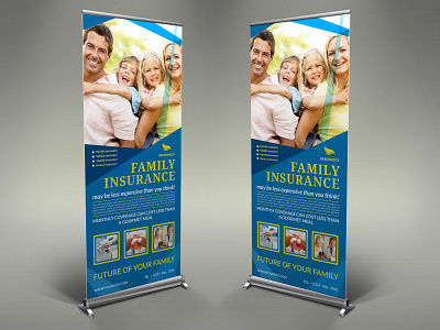 Insurance Sigange Banner Roll Up Template banner health insurance house insurance image insurance insurance flyer insurance poster leaflet life insurance light modern post poster presentation sale sales style template text vehicle insurance
