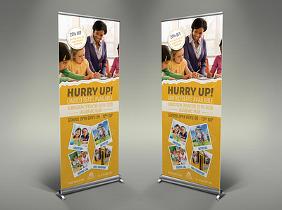 Junior School Education Signage Banner Roll Up Template admission camp child children education flyer invitation junior kid kids kindergarten leaflet open open day open house open house pamphlet photo play play group