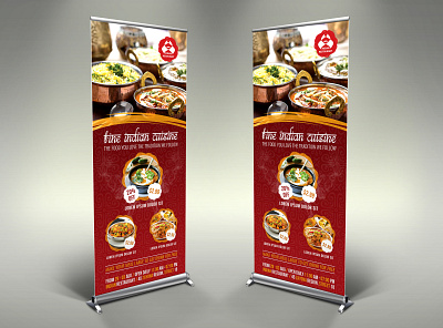 Indian Restaurant Signage Rollup Banner Template banner burger chicken chicken restaurant curry design drink flyer food menu free fries hot india meal meat restaurant restaurant flyer roll up