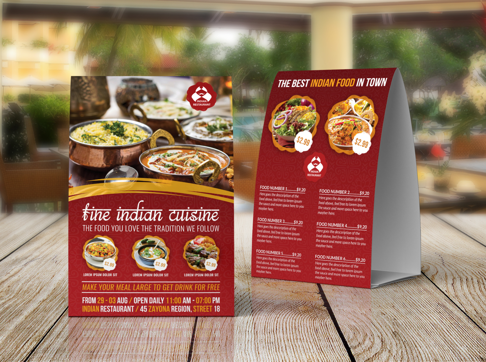 Indian Restaurant Table Tent Template By OWPictures On Dribbble   01 Indian Restaurant Table Tent Template 4x 