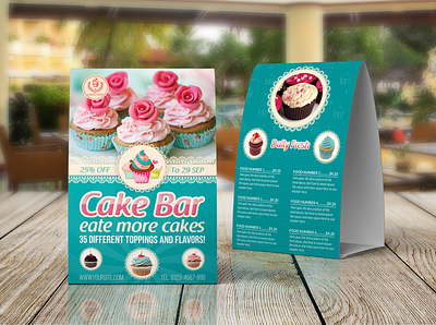 Cake Shop Table Tent Template bakery menu business cafe cake shop catering coffee cupcake design dessert fast food flyer food food menu hotel hotel menu ice cream list menu menu design