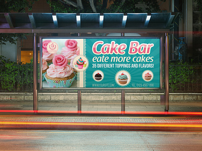Cake Shop Billboard Template bakery bar beverage bistro cafe cake cake shop cakeshop chocolate coffee coffee shops cup cupcake delicious design dessert drink fast food flyer food