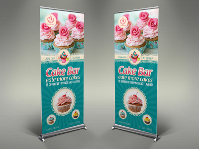 Cake Shop Signage Banner Roll Up Template bean cafe cafe flyer cake cake shop cappuccino coffee coffee shop cupcake design dessert drink espresso flyer food ice cream latte mocha muffin