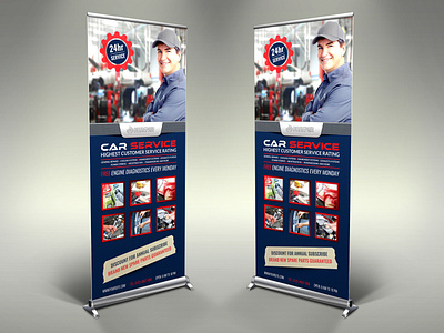 Car Service Signage Roll Up Banner Template