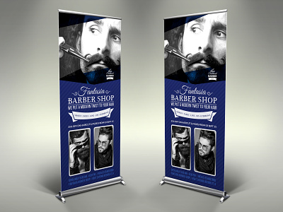 Barber Shop Signage Template appointments barber barber shop barbering beauty center blue clippers fades hair hair cuts hair cutting hair styles haircuts leaflet professional services red roll up salon scissors shaving
