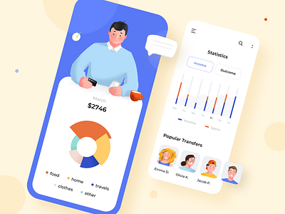Financial statistic app design analiticts android app character design charts graphics illustration illustration design income ios mobile app design mobile ui modern statistics ui uiux user experience user interface design ux ux design