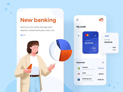 Banking ios mobile app add android app banking card card design cards chart design graphic illustration illustrations ios lady mobile payment app radial spending ui ux