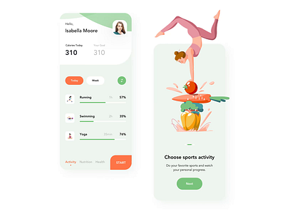 Healthy life application interaction android animation app application design design health illustration illustrator interaction interactive design ios mobile modern motion motion design motion graphic motion graphics screens ui ux