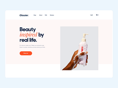 The Glossier landing page interaction design animation anination design home page homepage design illustration interaction interaction animation landing page lettering mobile motion product page typography ui ux webdesign