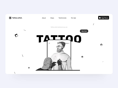 Tattoo Artist website landing page design interaction animation black white branding design illustration interaction interaction design interface interface designer landing page design mobile motion motion graphic tattoo artist typography ui user interface ux uxui