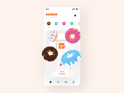The Dunkin Donuts 3d interaction design 3d animation app applepay cinema4d design dunkin donuts illustration interaction mobile motion motiongraphics orange payment sweet ui ux