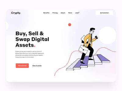 The Crypty landing page UI interaction design 3d animation 3dhand animation animation 2d blockchain charachter comunity crypto crypto exchange cryptocurrency design graphs illustration ineraction landing motion ui ux video web