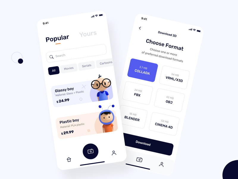 The scanny app user interface design 3dcharacter android black button camera character cinema cinema4d design designs illustration ios mobile typography ui ux