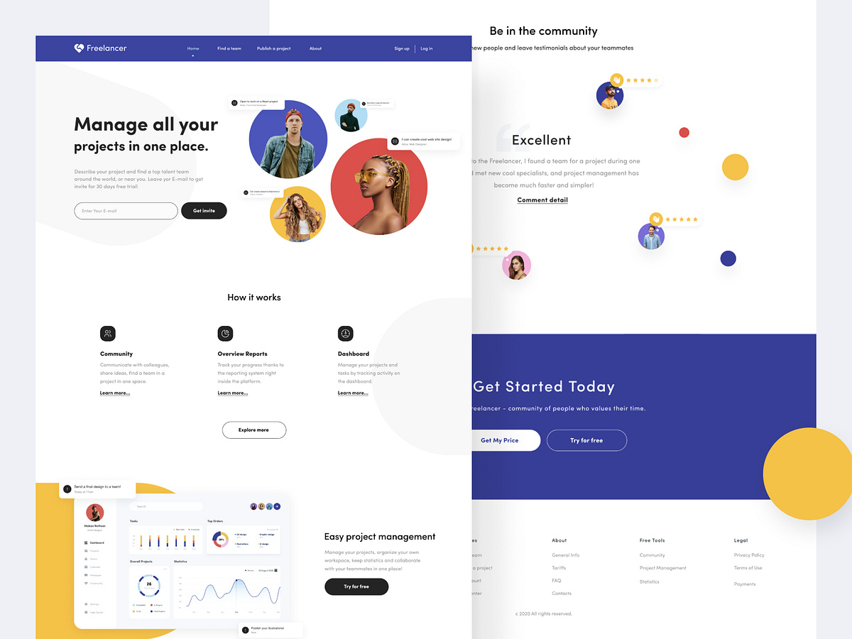 The Freelancer web site user interface design by Taras Migulko on Dribbble