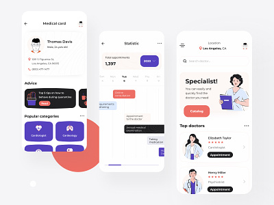 The Doc user interface design with illusrations android android app app black button calendar design doctor doctor app doctors illustration illustrations illustrator ios ios app ios app design logo mobile ui ux