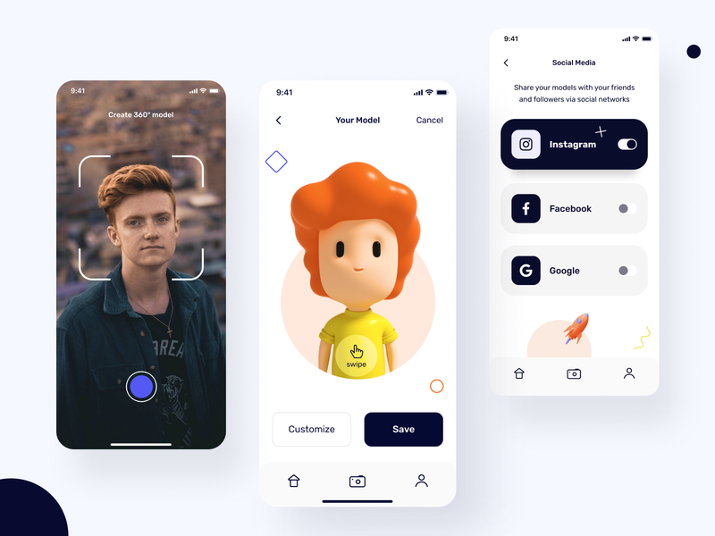 The Scanny mobile app 3d 3d artist android app button cinema cinema4d design figma illustration image ios mobile mobile ui photo save screens social ui ux