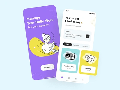 Daily work manage app screens android android design app apps apps design bright design illustration illustrations illustrations／ui ios mobile mobile app design screens screenshot typography ui ui ux ux vector