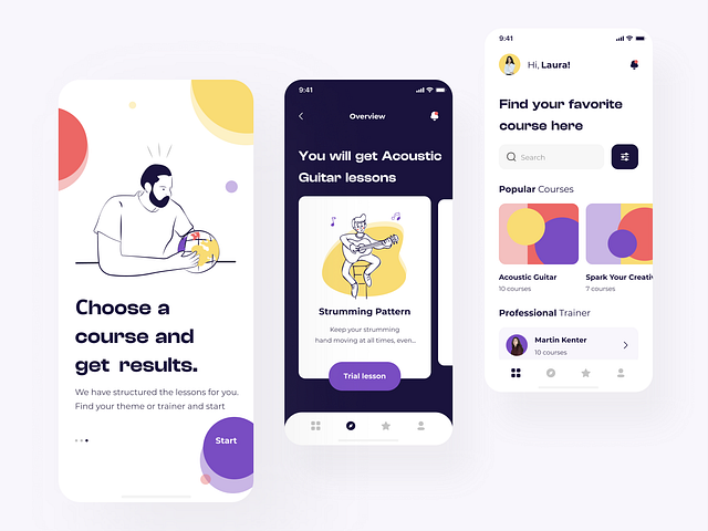 The Courses mobile screens by Taras Migulko on Dribbble