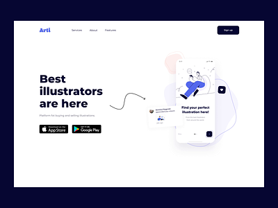 The Arti mobile application product page for illustrators animations design home page illustraion illustration illustration design illustrations illustrator interaction interactiondesign landing page landingpage motion ui ux web web design webdesign website website design
