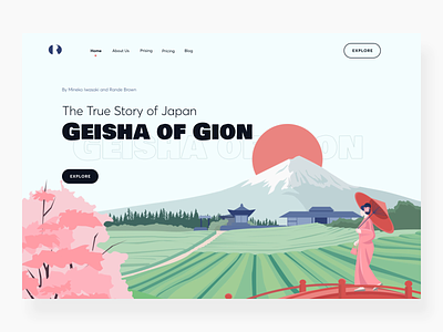 The Geisha of Gion book landing page interaction animation animation 2d book books design illustration interaction interaction design interactiondesign interactive landing motion motion design story storybook ui ux web webdesign website
