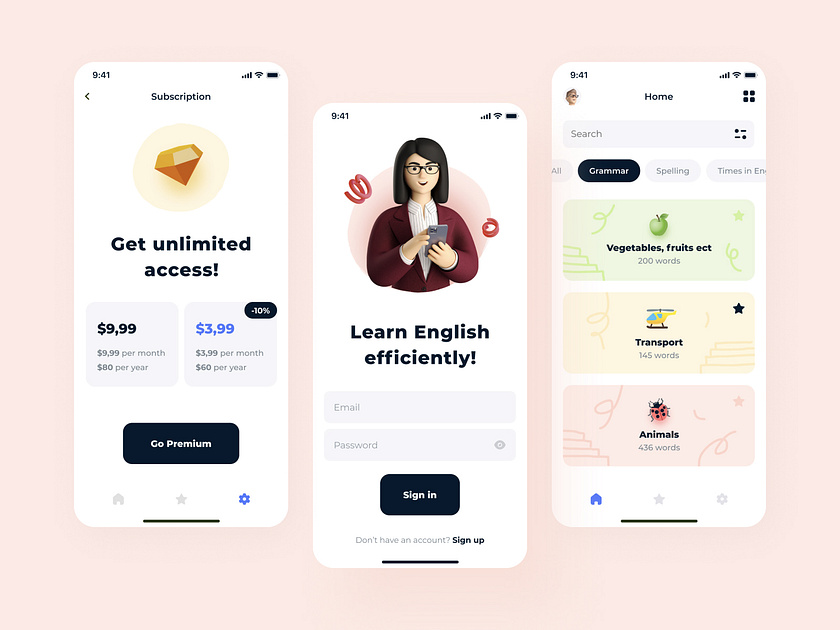 Education mobile platform by Taras Migulko on Dribbble