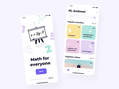 The Math classes mobile app design=4321§