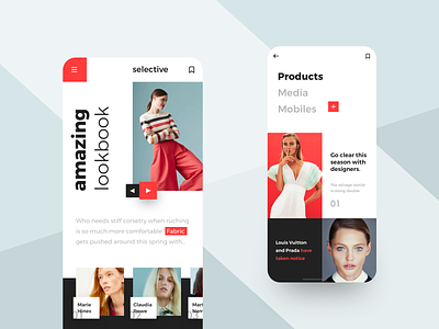 Fashion lookbook mobile design fashion flat iphone x mobile red red and black typography ui ux
