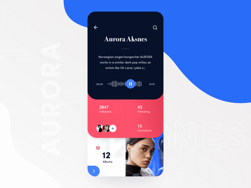 Music App concept after effects animation android animation animation design app application design ios iphone iphone x mobile motion motion animation music music album music app music artist typography ui ux