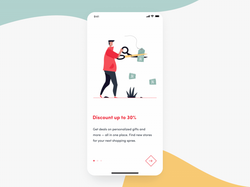 e-commerce illustrated mobile onboarding animation android animation branding button design discount flat illustration ios iphone x mobile mobile animation mobile app motion onboarding screen typography ui ux vector