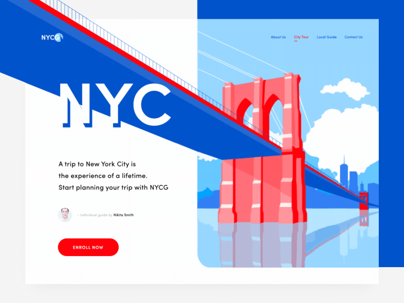 NY City guide landing page motion design animation animation design blue data design icons illustration landing landing page landing page design landing page illustration mobile motion art motion design red typography ui ux vector web