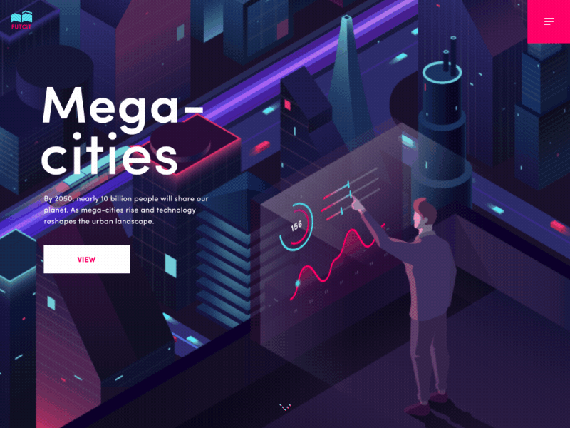 Mega cities landing page animation design