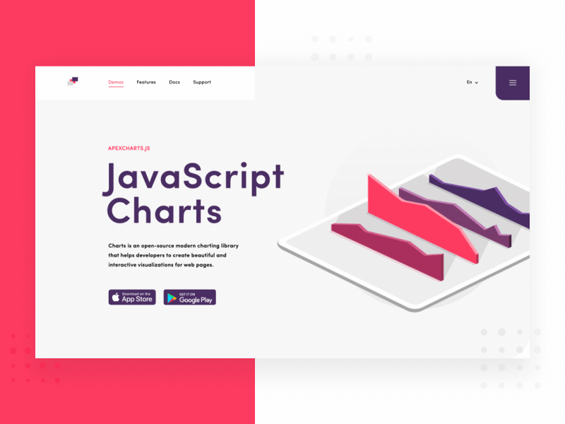 Java Script 3d charts mobile app product page