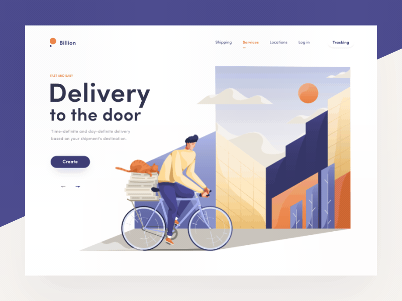 Billion delivery product page animation illustration