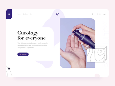 The Curology landing product page interaction animation beauty button design girl illustration illustrator image interaction interaction design interactive landing menu product page typography ui ui design uiux wave web