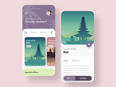 Bali vacation mobile application